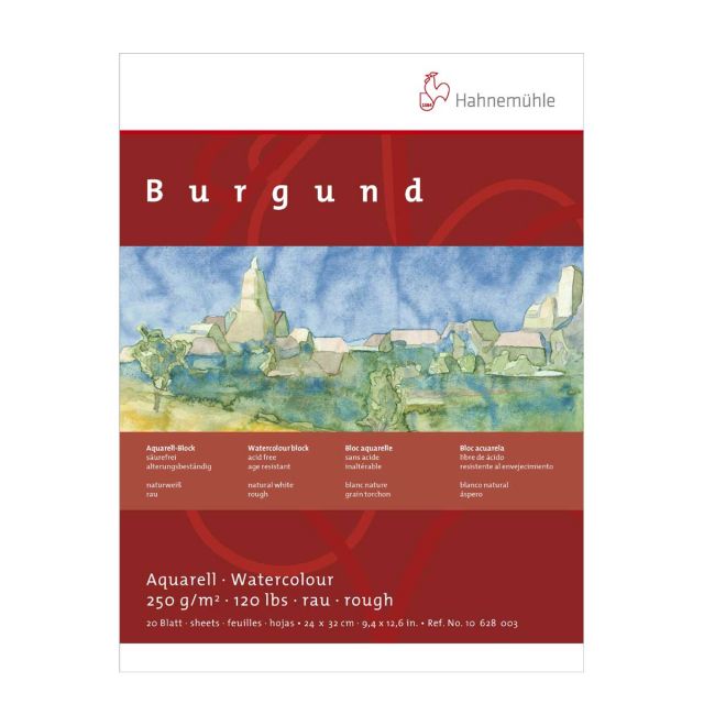Hahnemühle Burgund Aquarellblock Rau 250g/m2 24x32cm