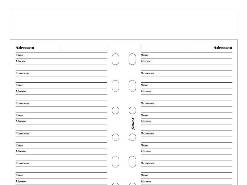 250154 weiße Adressblätter Filofax Einlage Pocket 
