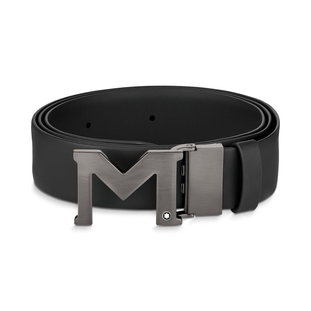 Montblanc Gürtel mit M-Schließe in mattem Finish schwarz 35 mm